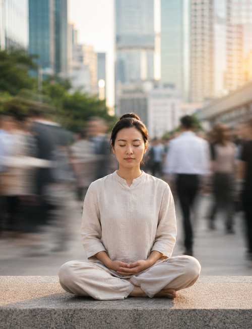 Meditation in a busy area