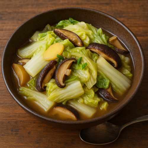 Braised Napa Cabbage with Ginger & Shiitake