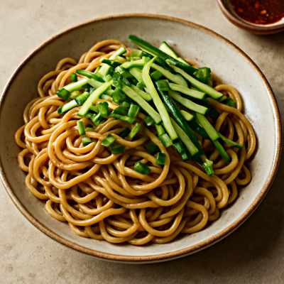 Cold Noodles with Cucumber and Scallions
